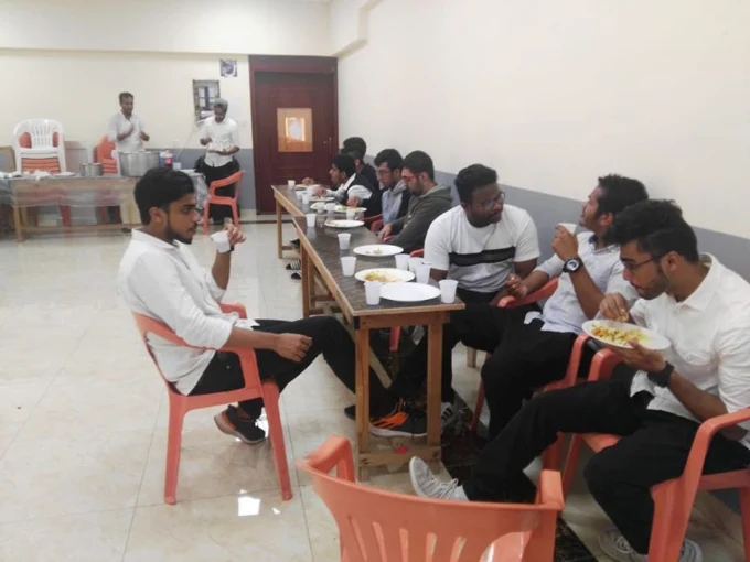 Students sharing a meal